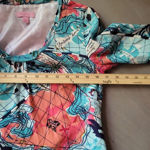 LILLY PULITZER 3/4 Sleeve Silk Dress Size 0 - Picture 8 of 10